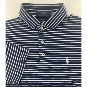 NWT POLO RALPH LAUREN Men's Blue Stripe Custom Slim Fit Polo Shirt Size Small